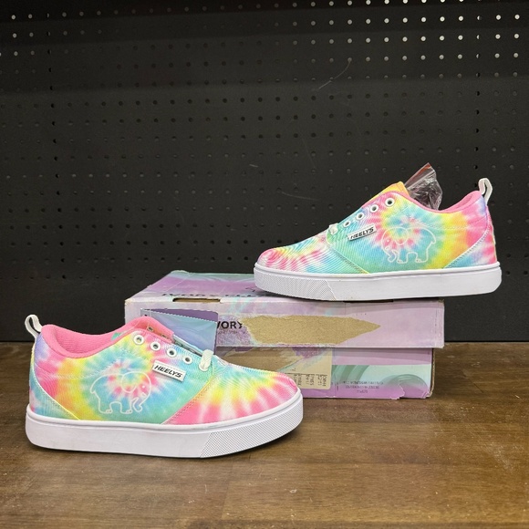 New W/ Box! Youth Heelys Ivory Ella Tie Dye Multi Color Classic Sneakers Size 5 - Picture 1 of 5